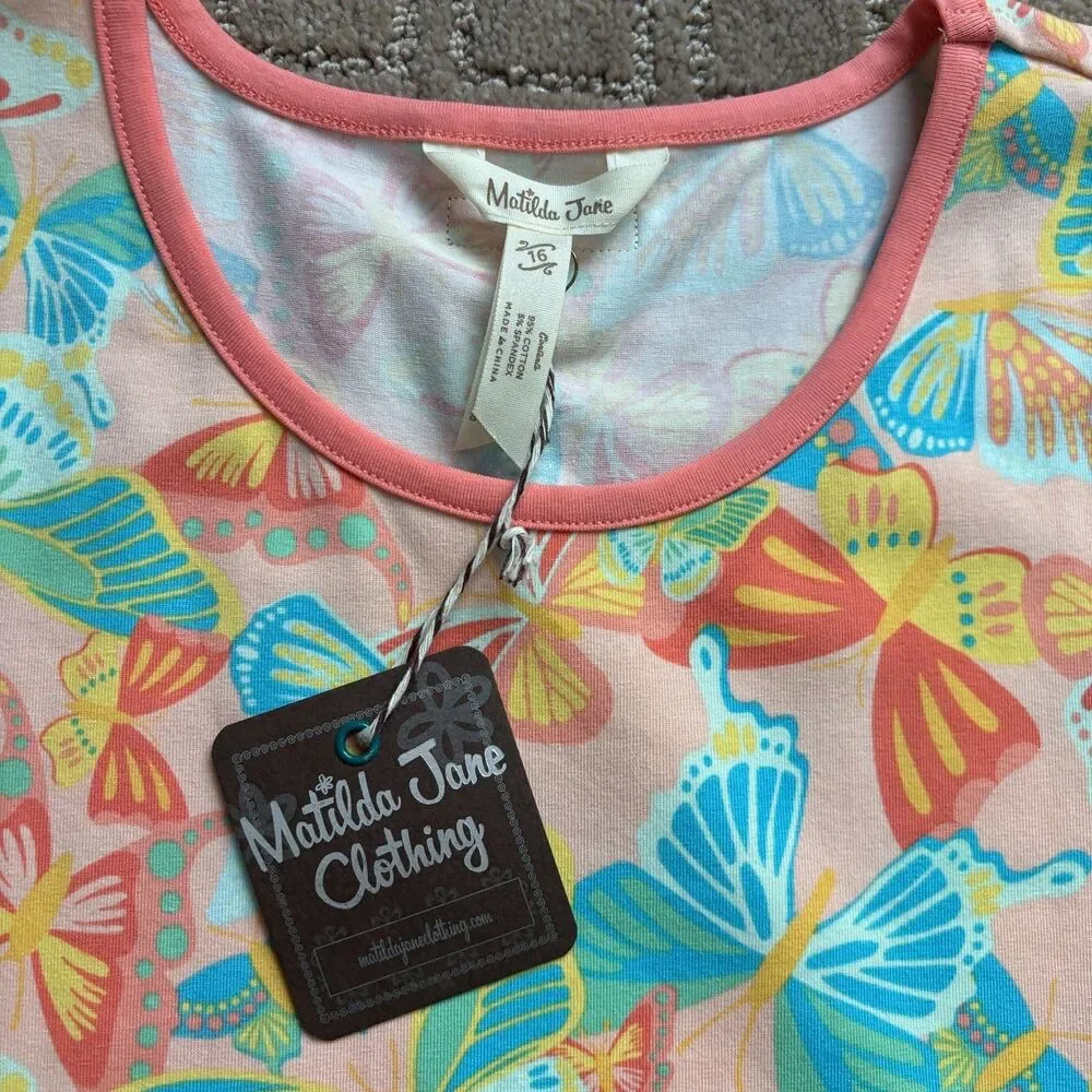 Matilda Jane Dream Chasers Chasing Butterflies Dress Girl 16 Colorful Easter NWT
